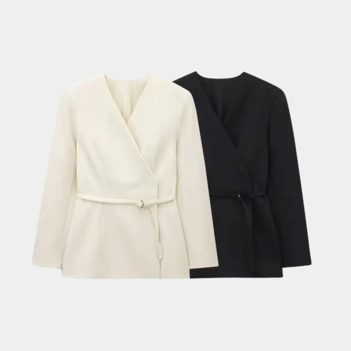 R&B | Wickel Blazer Jacke Langarm Taillierte Passform mit Gürtel