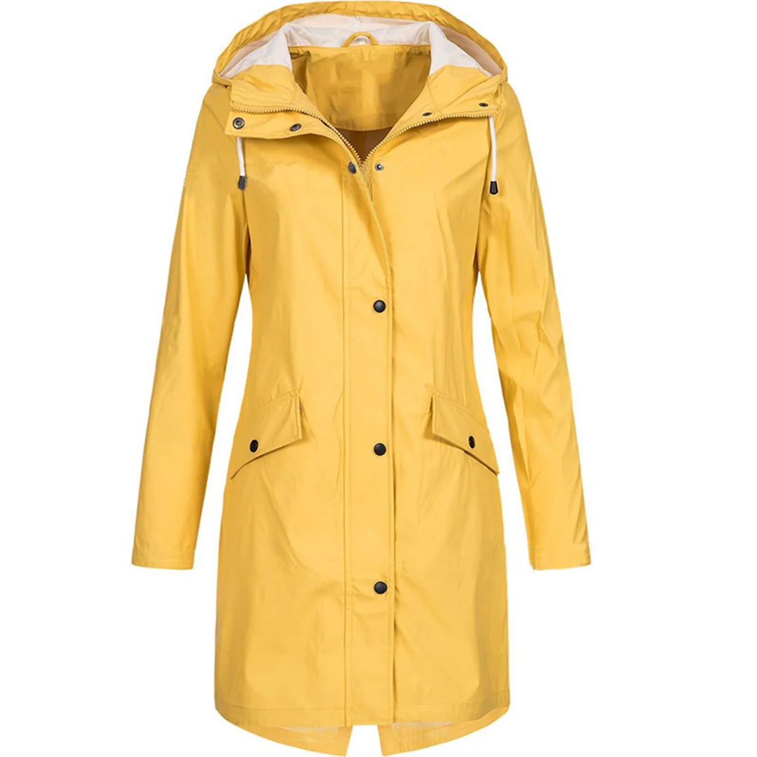 R&B | Regenjacke Taillierte Passform Wasserabweisend mit Kapuze und Knopfverschluss
