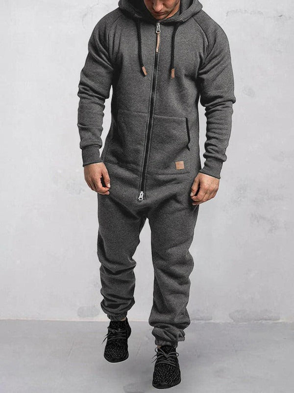 R&B | Jumpsuit Fleece Komfort Lässige Passform Kapuze Voller Reißverschluss Taschen
