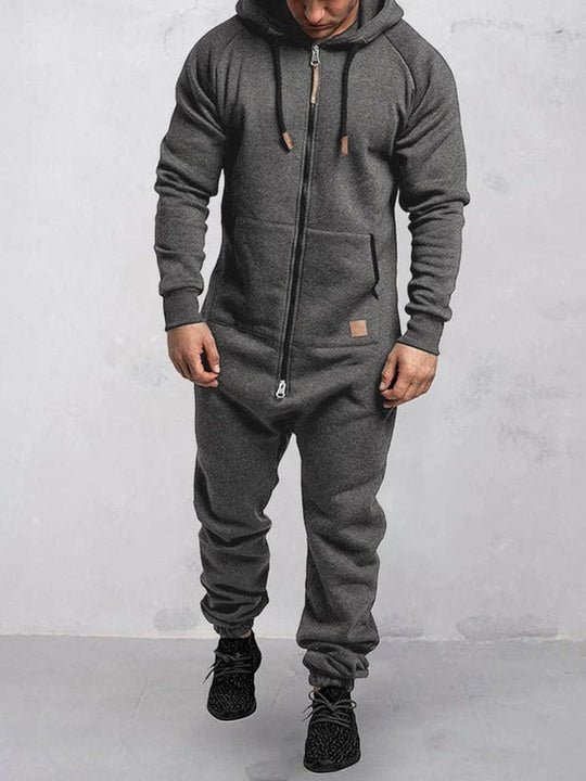 R&B | Jumpsuit Fleece Komfort Lässige Passform Kapuze Voller Reißverschluss Taschen