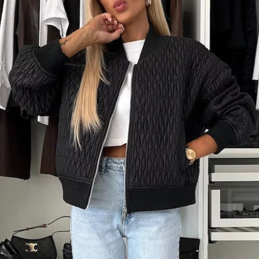 R&B | Gepolsterte Jacke - Kurz geschnittenes Modell - Rippeneinsätze - Reißverschluss - Casual Look