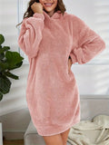 R&B | Übergröße Teddy Sweatkleid mit Kapuze