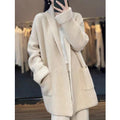R&B | Strickjacke Übergröße Passform Grobstrick Schal Kragen Langes Modell mit Taschen