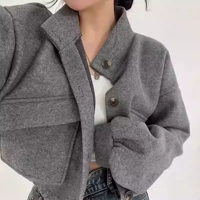 R&B | Kurze graue Wolljacke für Frauen Mauwi