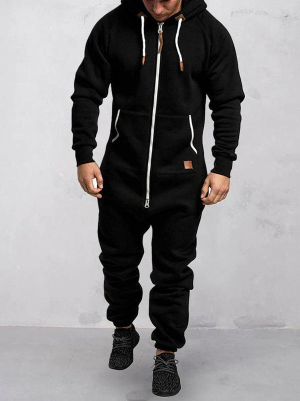 R&B | Jumpsuit Fleece Komfort Lässige Passform Kapuze Voller Reißverschluss Taschen
