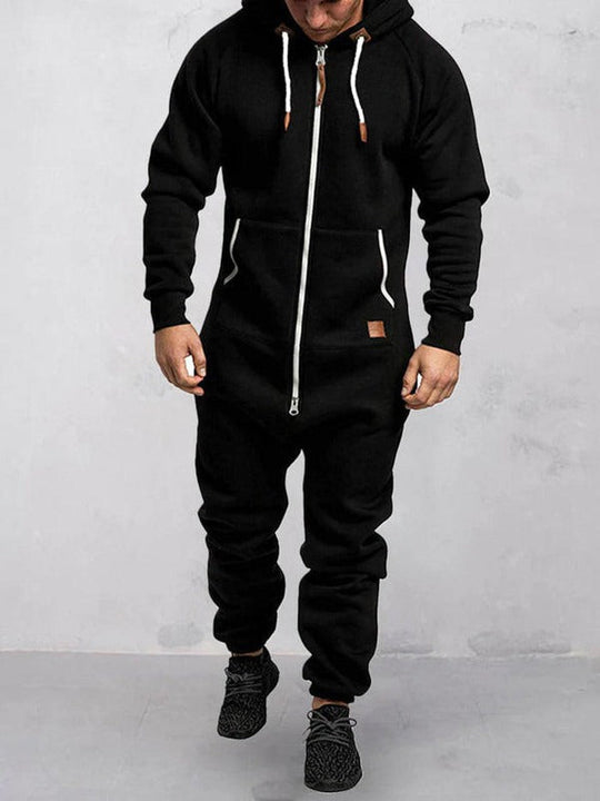 R&B | Jumpsuit Fleece Komfort Lässige Passform Kapuze Voller Reißverschluss Taschen