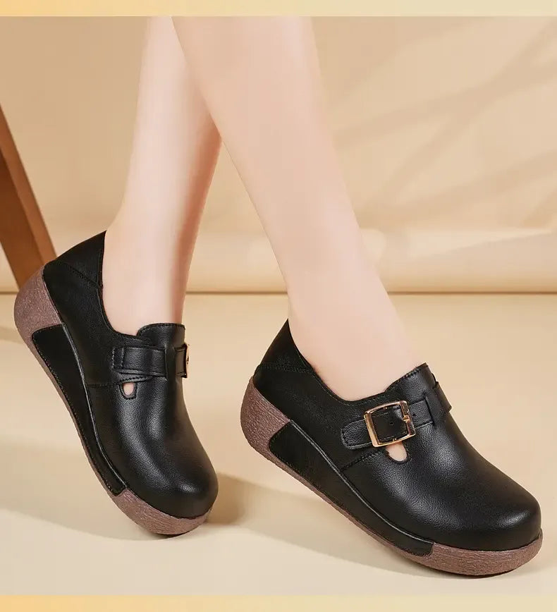 Damen-Lederschuhe mit dicker Sohle R&B R&B