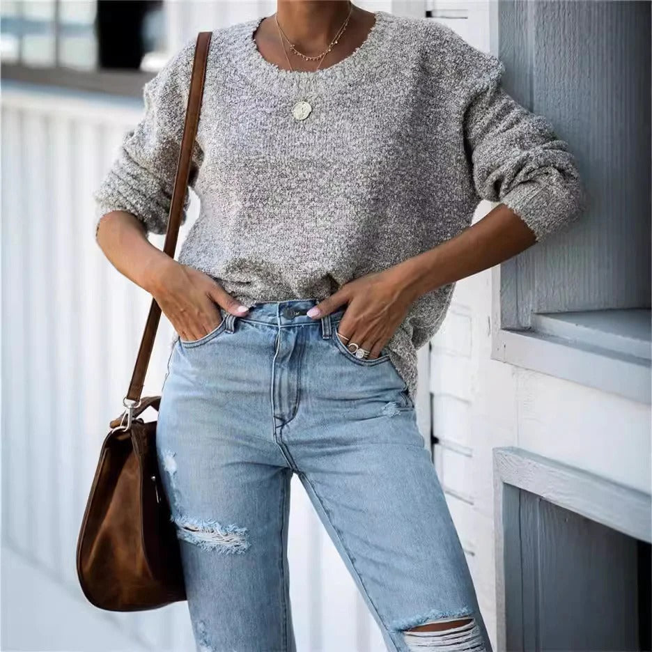 R&B | Strickpullover Übergröße Passform Wolltextur Breite Ärmel Gerippte Kanten