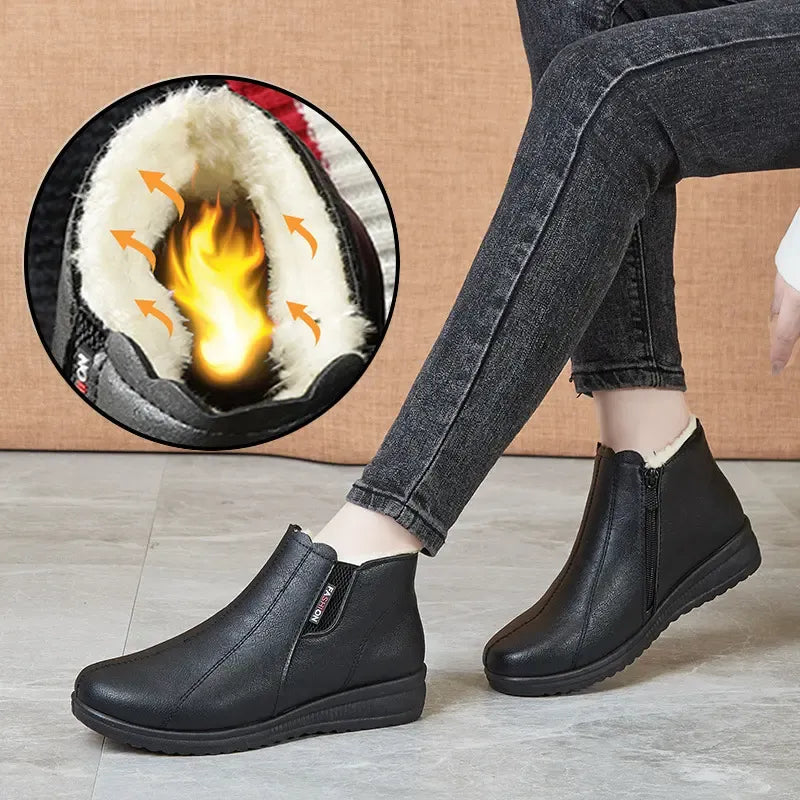 Modische Winterstiefel aus Leder mit Weicher Sohle R&B R&B