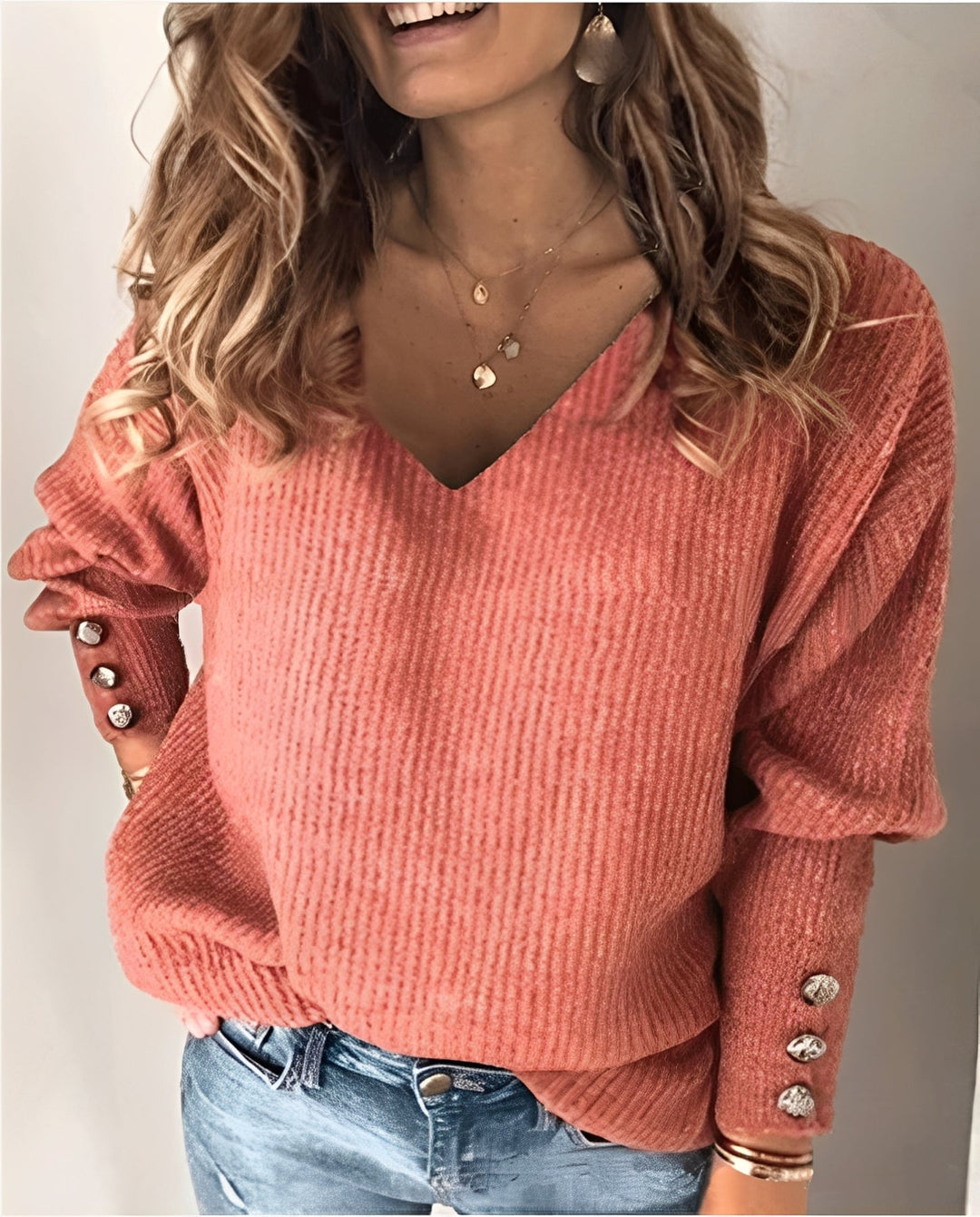 R&B | V-Ausschnitt-Pullover aus Strick