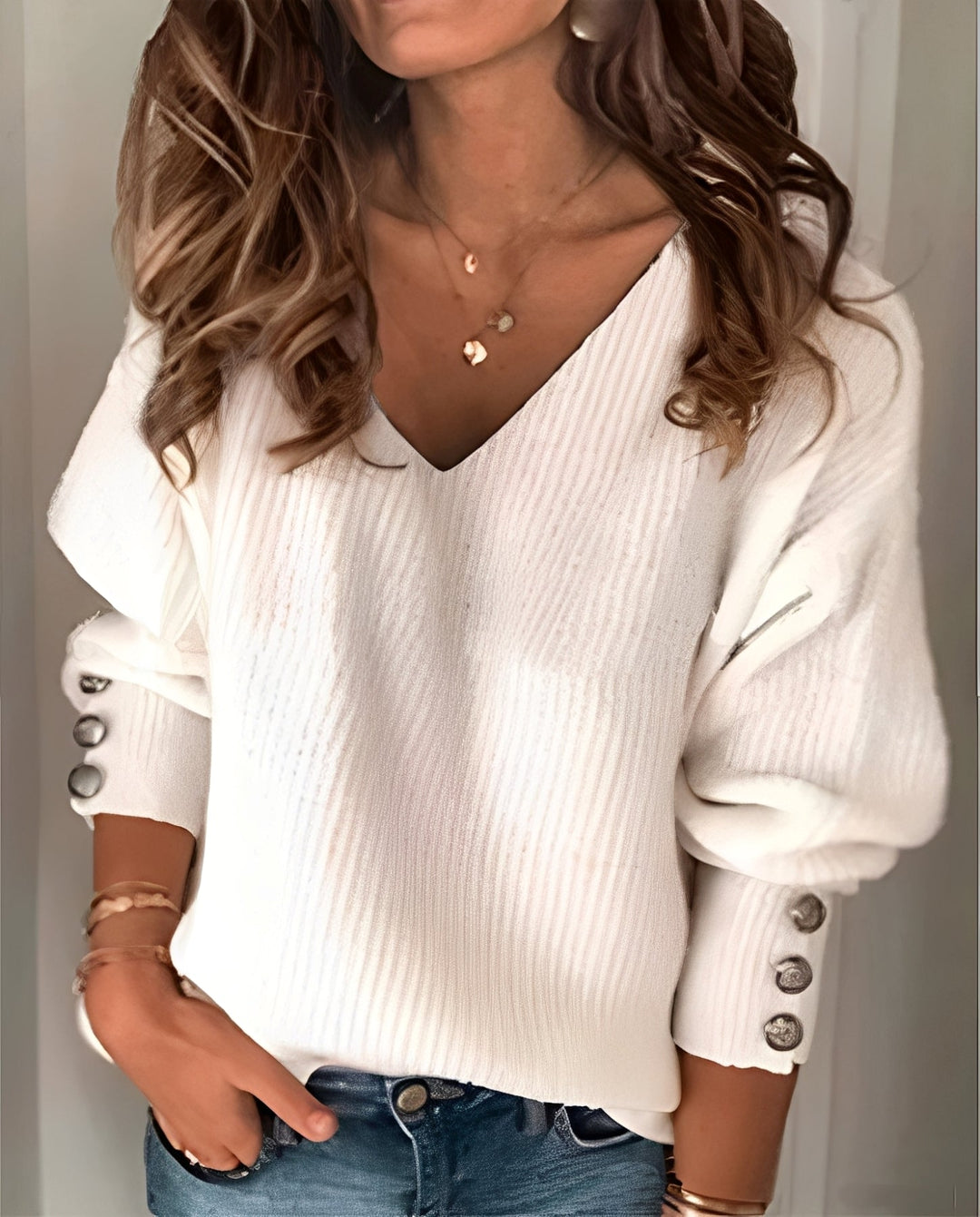 R&B | V-Ausschnitt-Pullover aus Strick