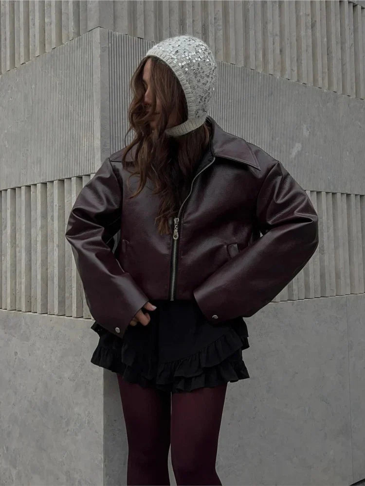 R&B | Ärmeln Burgunderjacke