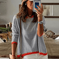 lavigne | blau gestreifter pullover mit orangefarbenem rand