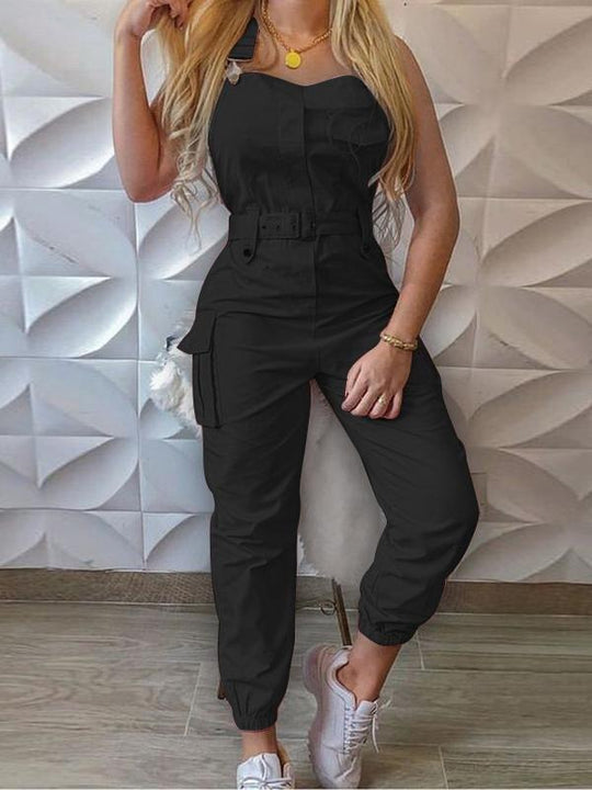 R&B | Damen Jumpsuits Werkzeuggürtel Ärmellos Träger Einfach Rückhaltung Fuß Jumpsuit