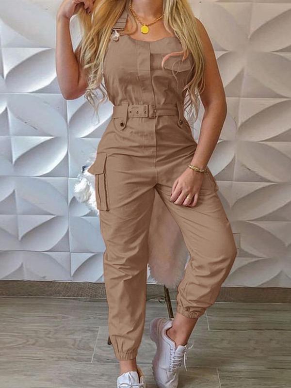 R&B | Damen Jumpsuits Werkzeuggürtel Ärmellos Träger Einfach Rückhaltung Fuß Jumpsuit