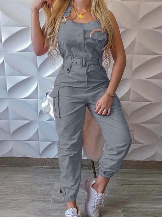 R&B | Damen Jumpsuits Werkzeuggürtel Ärmellos Träger Einfach Rückhaltung Fuß Jumpsuit