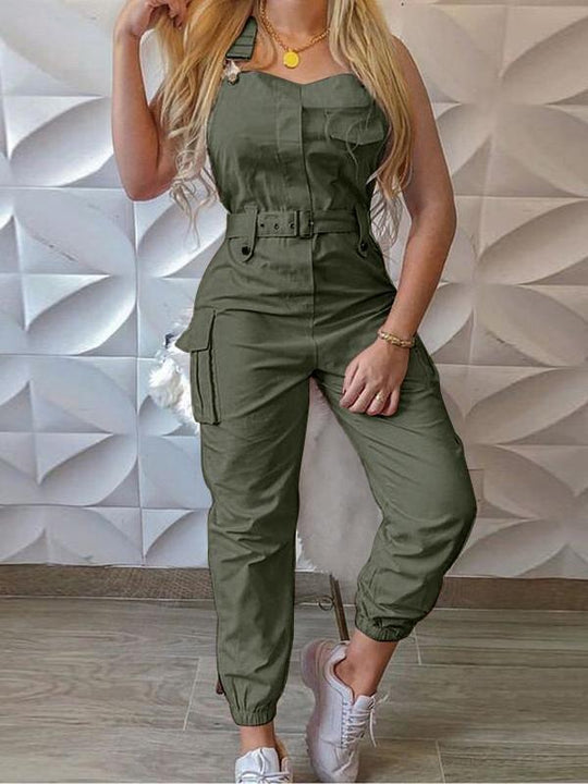 R&B | Damen Jumpsuits Werkzeuggürtel Ärmellos Träger Einfach Rückhaltung Fuß Jumpsuit
