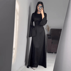R&B | Lange Satin Damenkleid Elegantes Design & Bequem