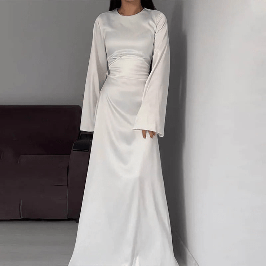 R&B | Lange Satin Damenkleid Elegantes Design & Bequem