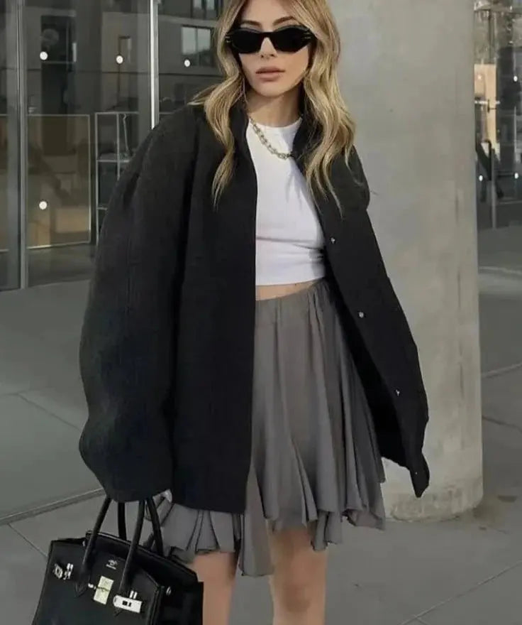 R&B | Übergröße Schnitt Minimalistische Teddyjacke