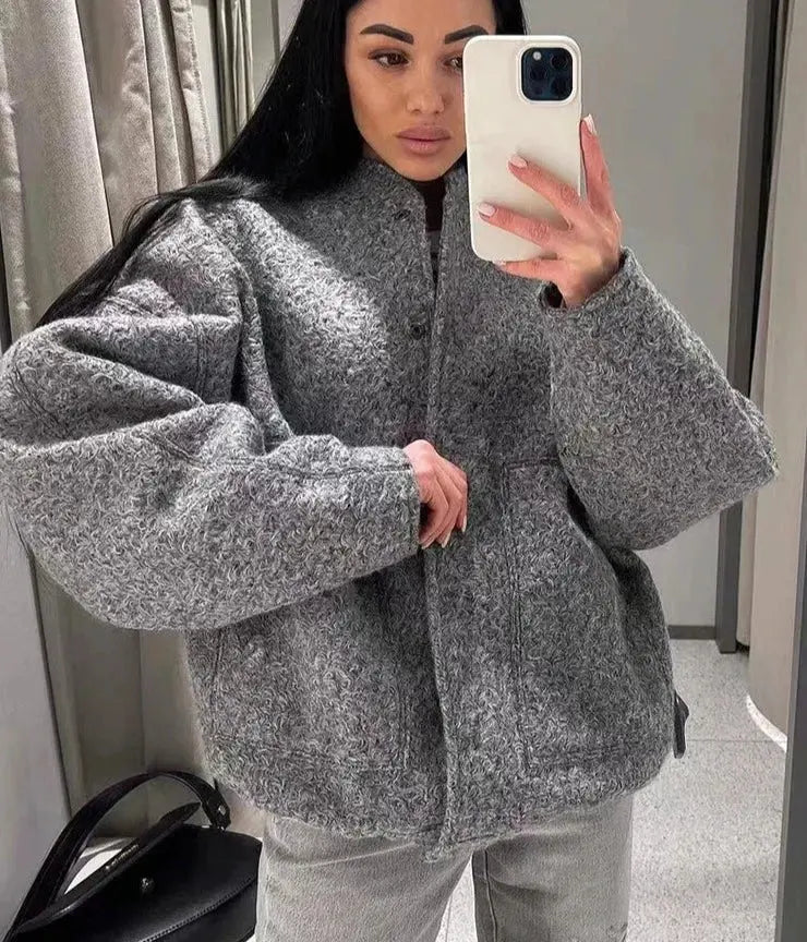 R&B | Übergröße Schnitt Minimalistische Teddyjacke