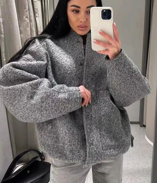 R&B | Übergröße Schnitt Minimalistische Teddyjacke