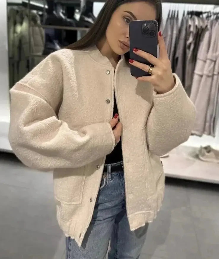 R&B | Übergröße Schnitt Minimalistische Teddyjacke