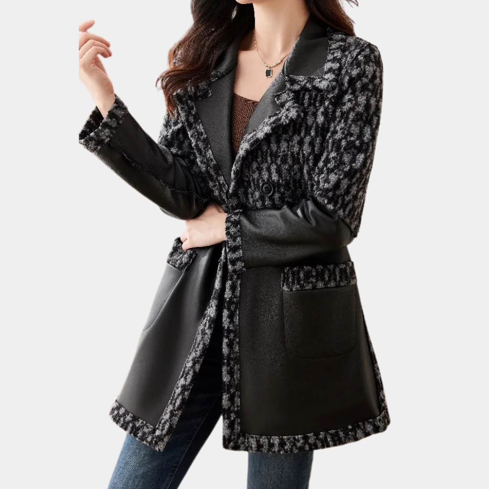 R&B | Warmer schwarzer Damenmantel mit luxuriösem Finish