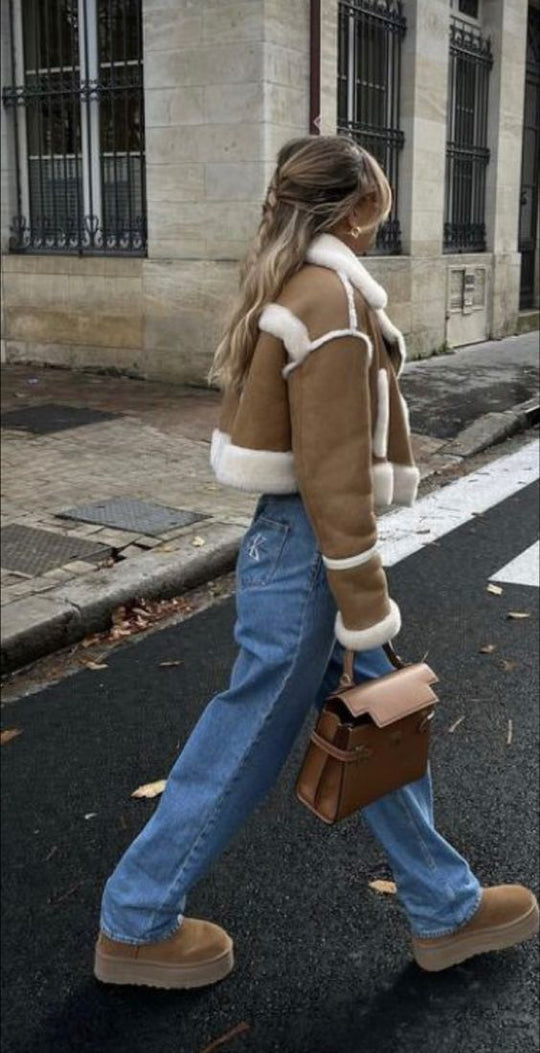 R&B | Gemütliche Kurzgeschnittene Shearling Jacke