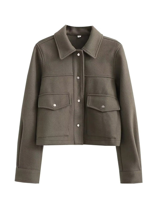 R&B | Kurze Wolljacke mit Knöpfen Weich und Stilvoll Lässiger Look