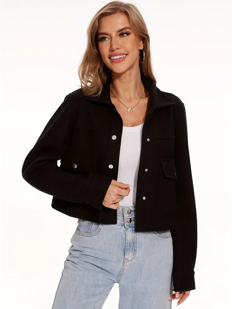 R&B | Kurze Wolljacke mit Knöpfen Weich und Stilvoll Lässiger Look