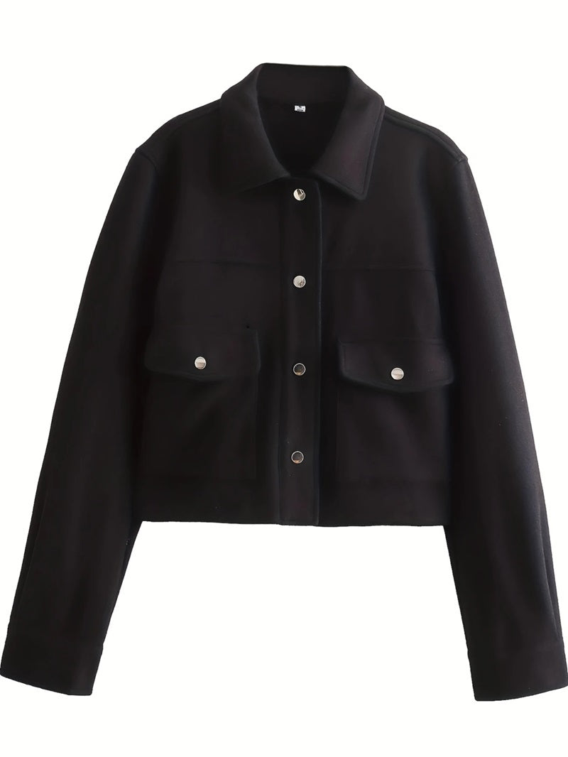 R&B | Kurze Wolljacke mit Knöpfen Weich und Stilvoll Lässiger Look