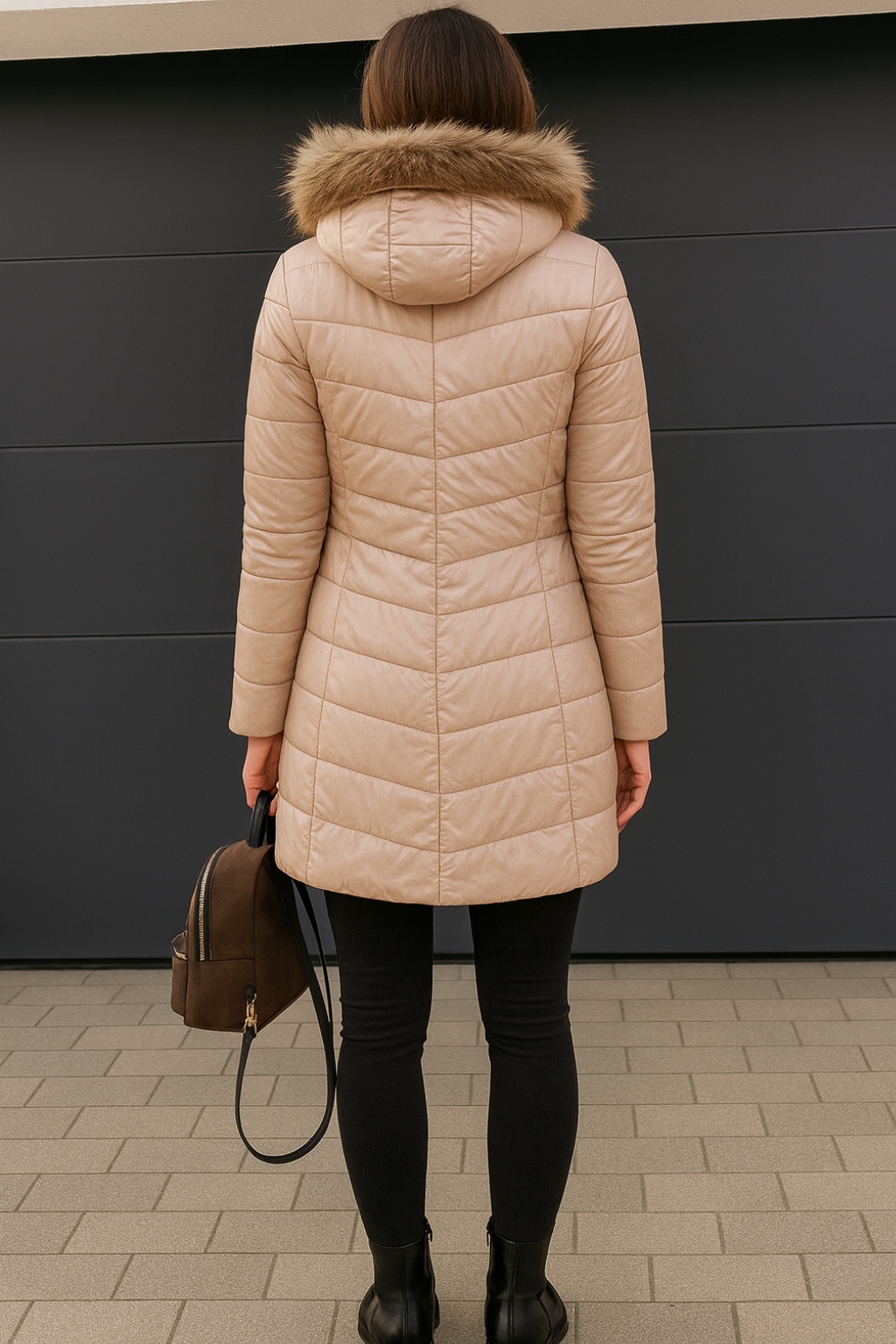 R&B | Damen Warme Daunenjacke mit Pelzkragen für Frauen