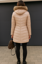 R&B | Damen Warme Daunenjacke mit Pelzkragen für Frauen
