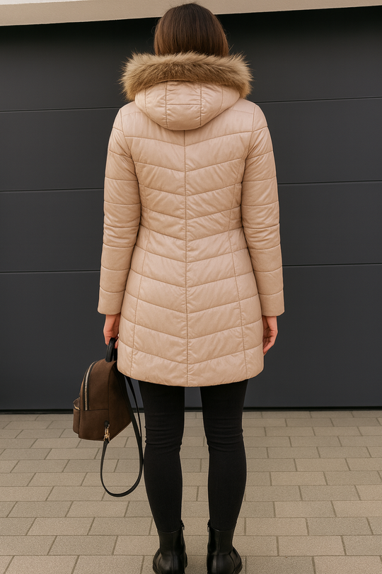 R&B | Damen Warme Daunenjacke mit Pelzkragen für Frauen