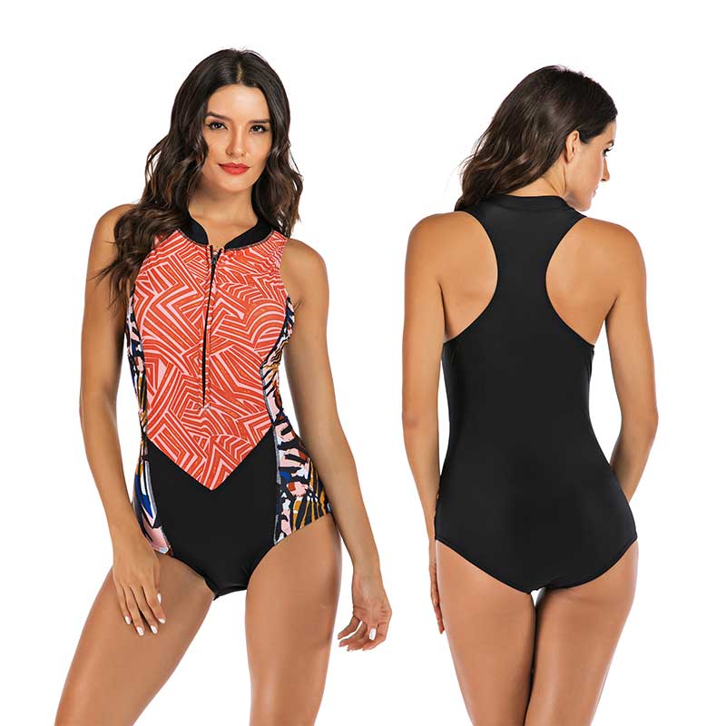 R&B Einteiliger Sport-Badeanzug mit interessantem Design