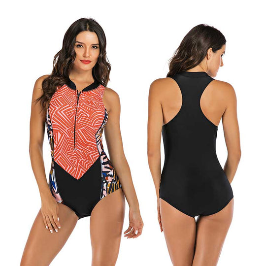 R&B Einteiliger Sport-Badeanzug mit interessantem Design