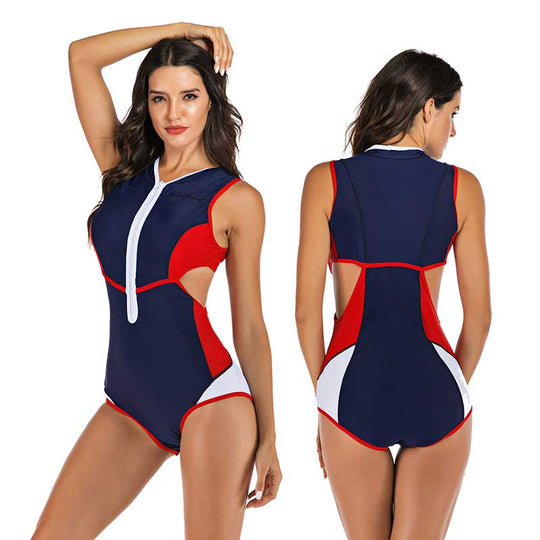 R&B Einteiliger Sport-Badeanzug mit interessantem Design