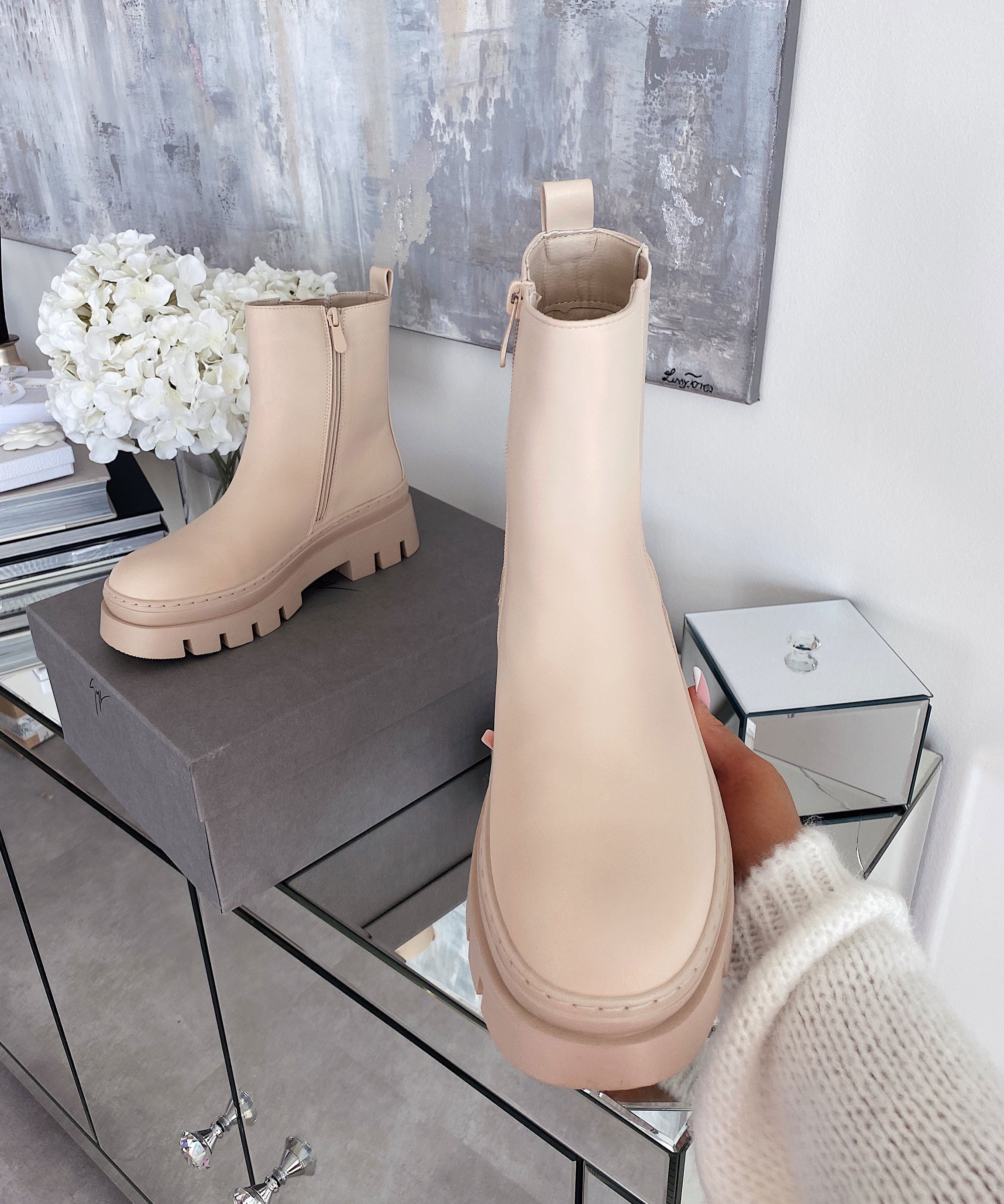 R&B | Beige Kurze Stiefel