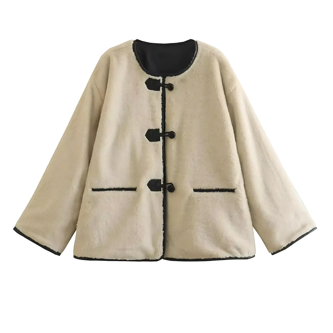 R&B | Leder Damenjacke mit Kunstpelz