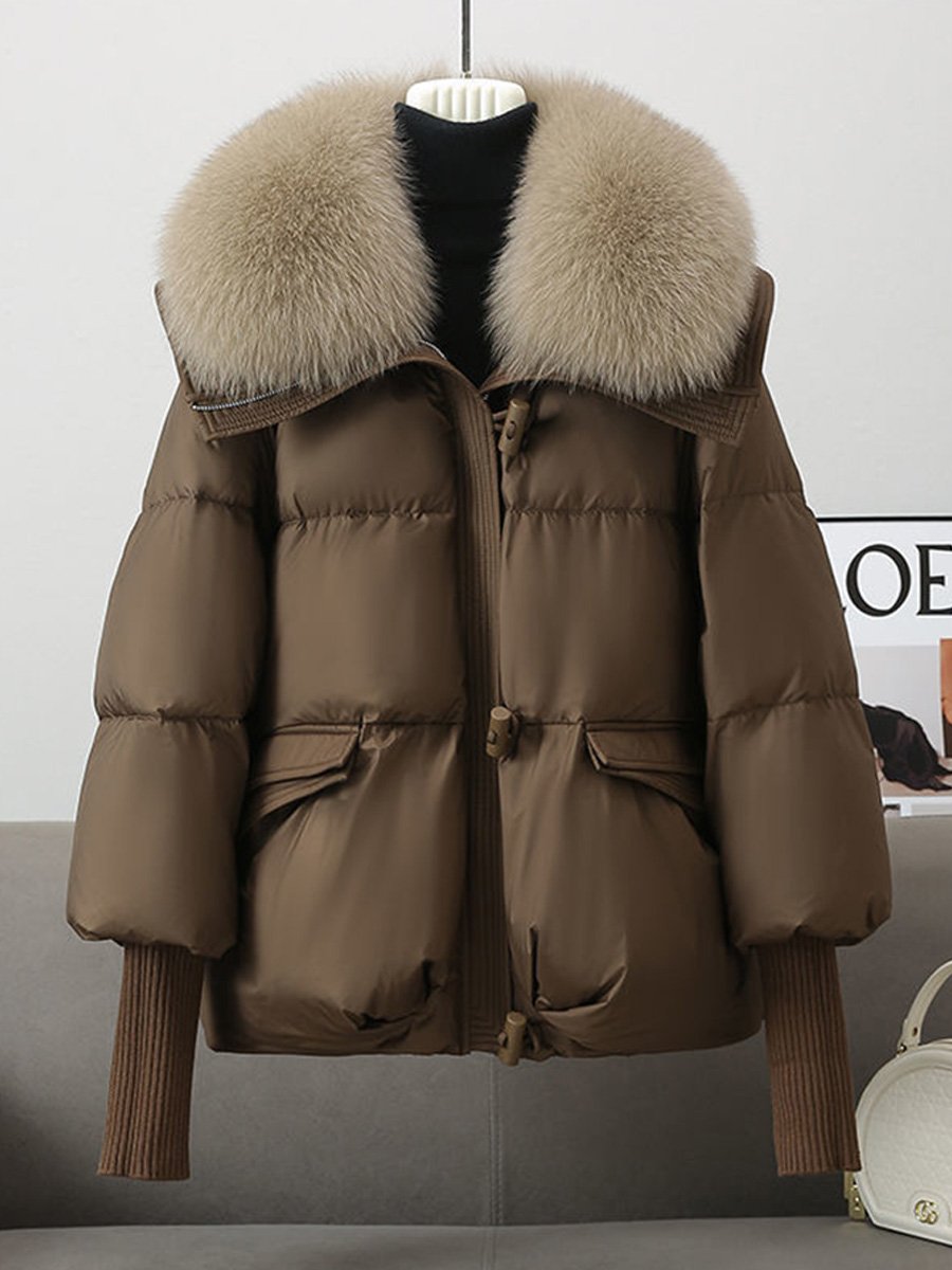 R&B | oversized Daunenjacke - luxuriöser Plüsch-Fellkragen und warme gepolsterte Jacke