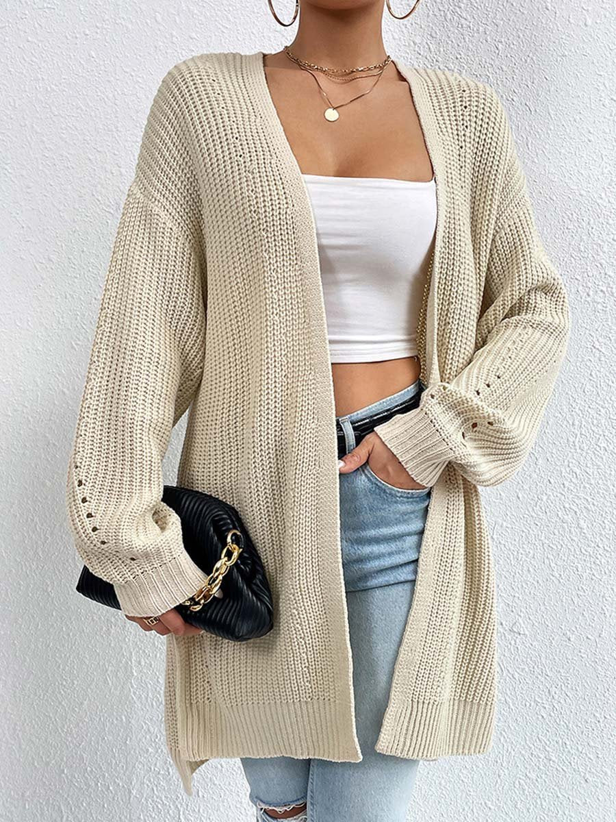 R&B | Kardigan - V-Ausschnitt Lockere Mittellange Gestrickte Jacke, Lässig und Bequem