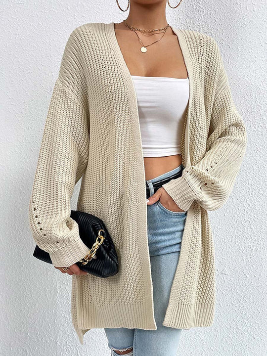 R&B | Kardigan - V-Ausschnitt Lockere Mittellange Gestrickte Jacke, Lässig und Bequem