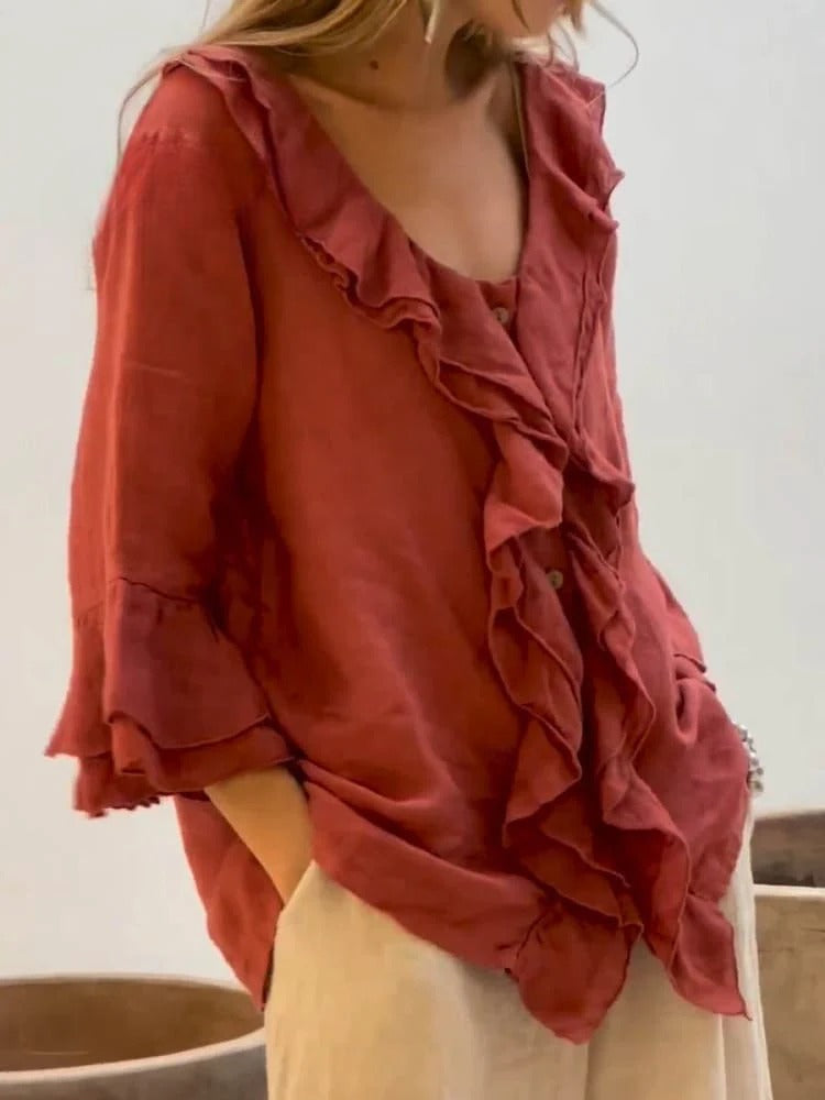 R&B | Women's Ruffles Freizeithemd