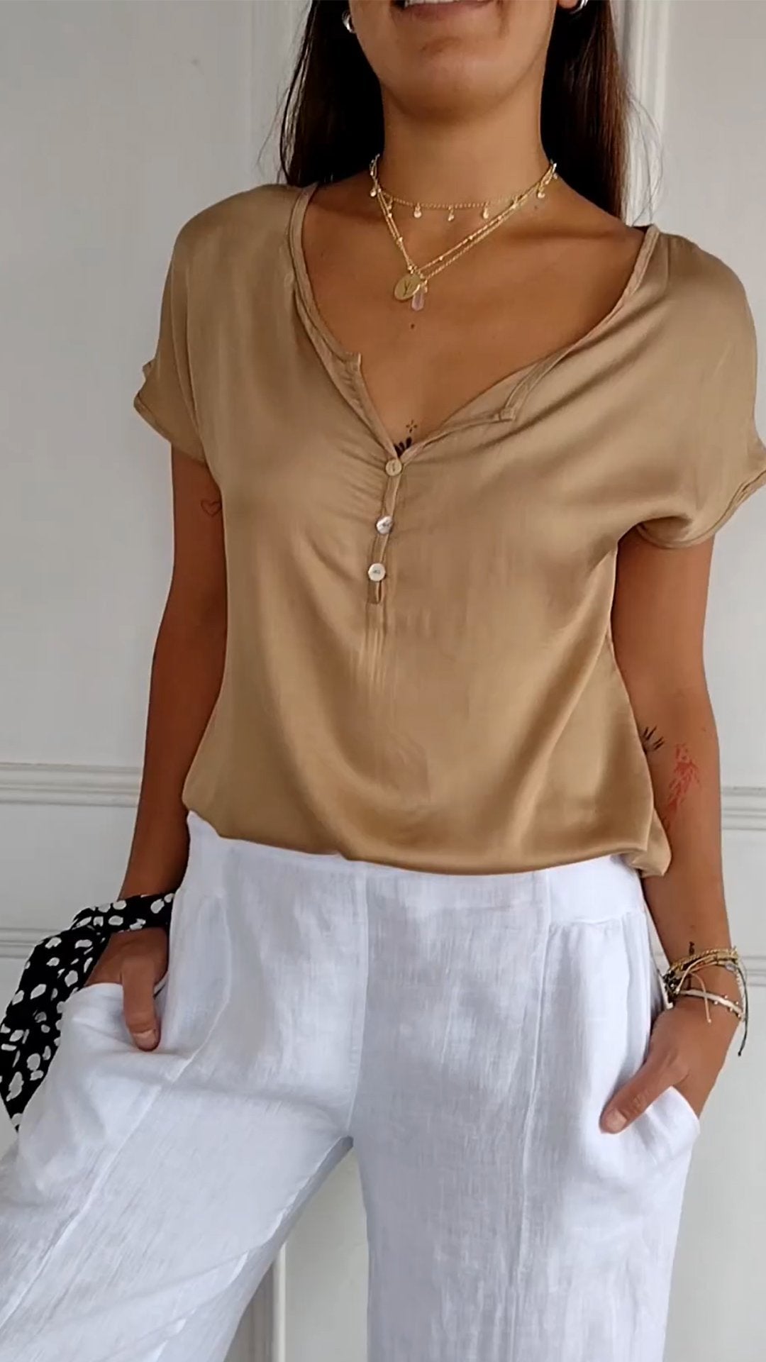 R&B | Bequeme Bluse mit V-Ausschnitt für Frauen