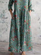 R&B | V-Ausschnitt Blumen Kleid