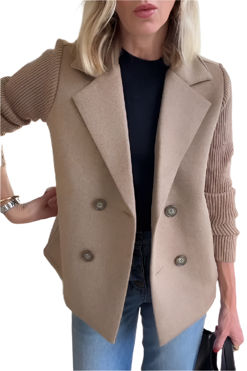 R&B | Damen Blazer aus veganer Wolle mit gestrickten Ärmeln