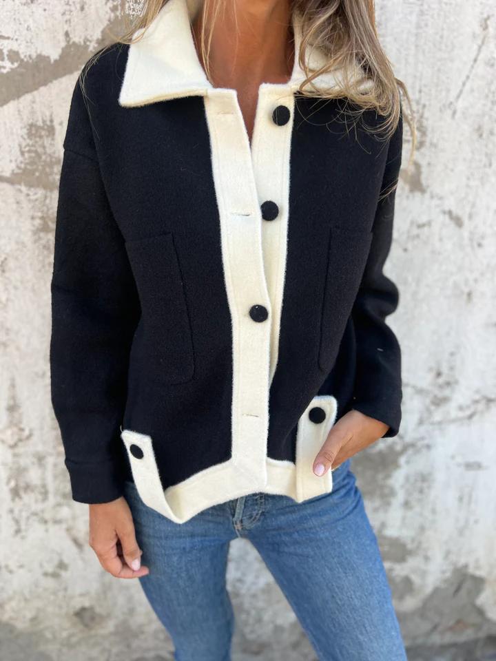R&B | Kurze Jacke mit Kontrastkanten Moderner Schnitt Zeitloses Design