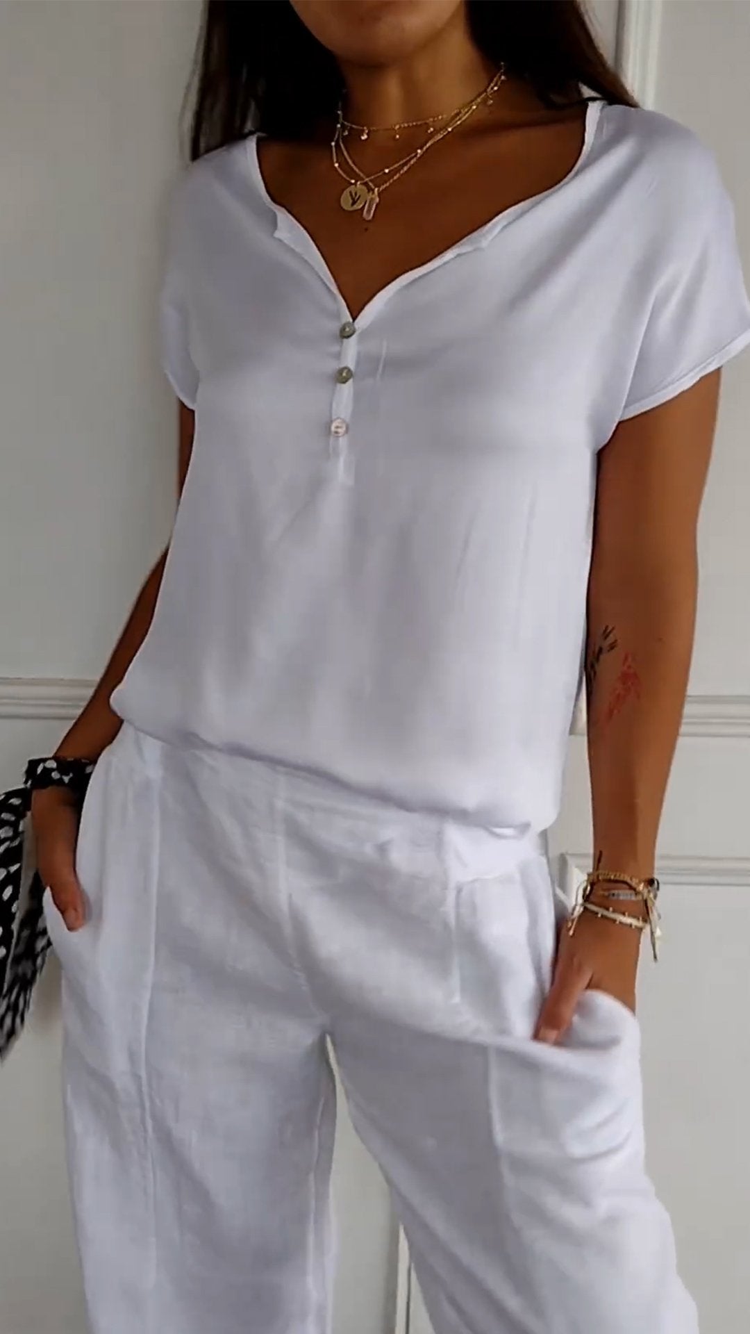 R&B | Bequeme Bluse mit V-Ausschnitt für Frauen
