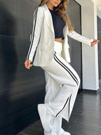 R&B | Sportliches Co Ord Satz mit Blazer und Weitem Hosen